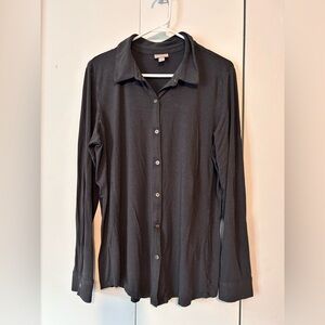 J Jill dark gray soft stretch button down long sleeve stretch knit large